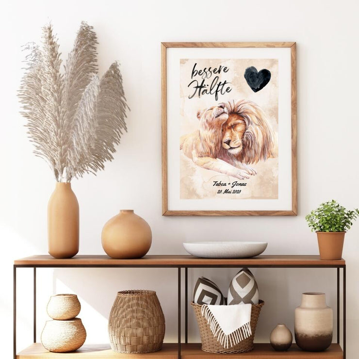 Löwen Partner Kunstdruck | personalisierbar