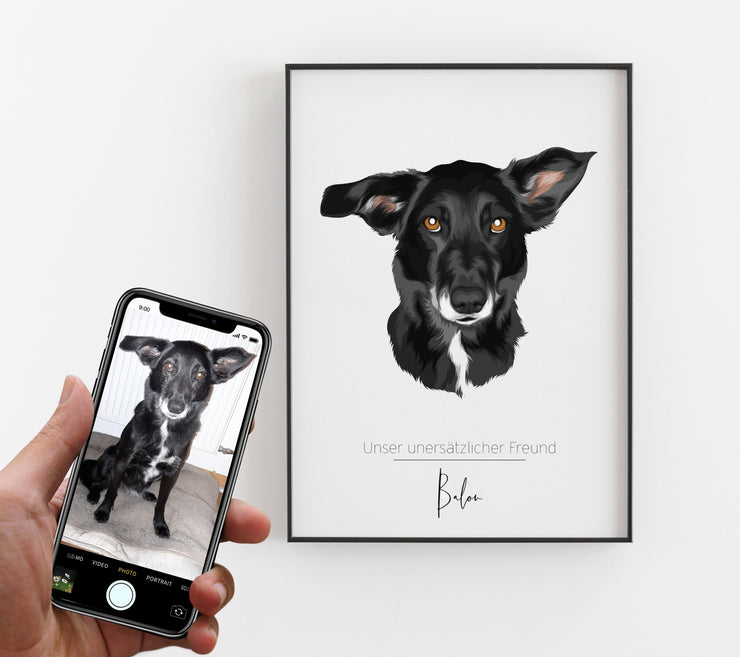 hundeportrait portrait hund tierportrait personalisiert bild poster 