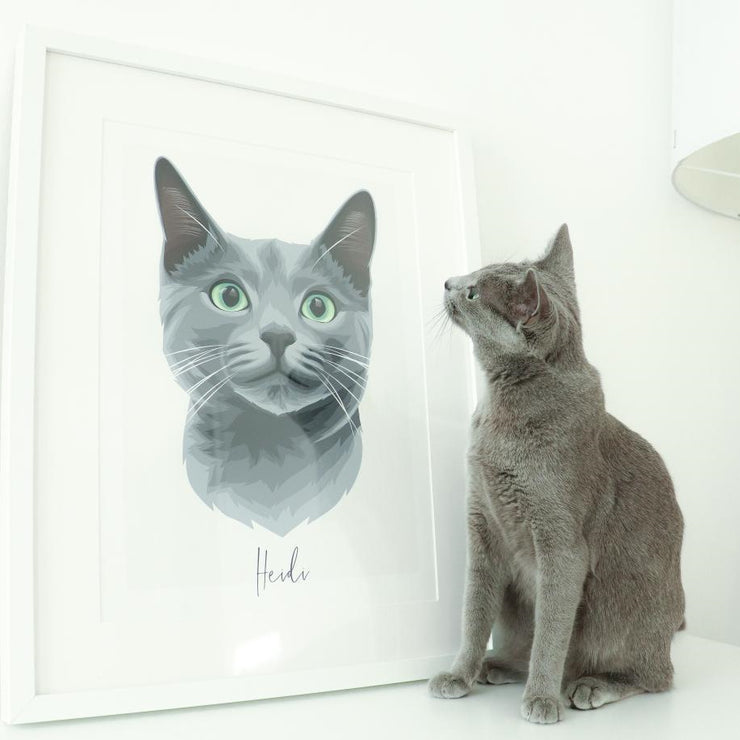 Tierportrait-Haustierportrait-Katzenportrait-Katze-gezeichnet-gemalt-poster-personalisierbar